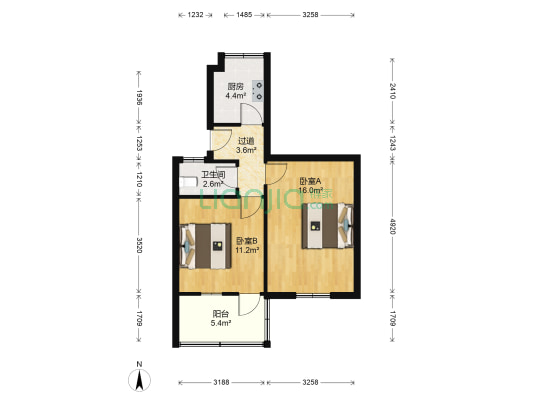盘门清河浜7号 2室0厅1卫 45平方