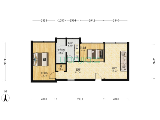 西堤二马路 2室2厅1卫 69平方