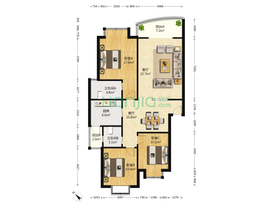 东方丽景(成华) 3室2厅2卫 111平方