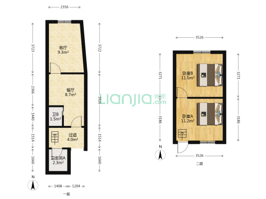 学士街 2室2厅2卫 58平方