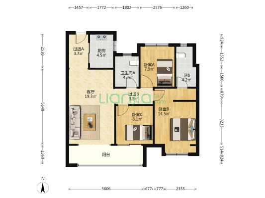 林溪源筑 3室1厅2卫 96平方