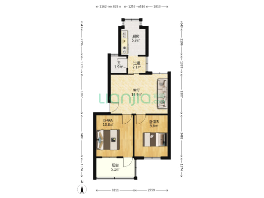 上新村 2室1厅1卫 59平方