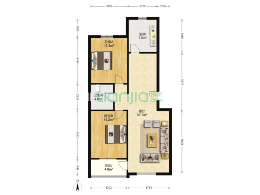 梧桐苑 2室1厅1卫 170平方