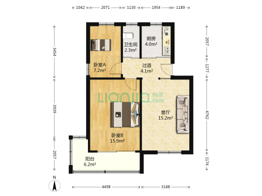 尧化新村104号 2室1厅1卫 65平方