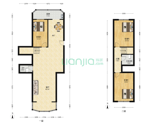 翠湖园小区 3室1厅2卫 156平方
