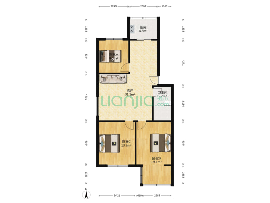 菁华园 3室1厅1卫 103平方