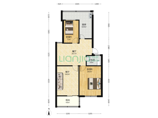 工行家属院(清河西路) 2室2厅1卫 87平方