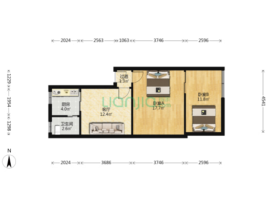 黄孝北路11号 2室1厅1卫 52平方