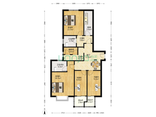华府骏苑二期 4室1厅2卫 124平方