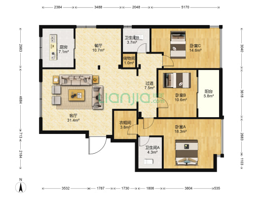 西凰屿凤屿五路 3室2厅2卫 150平方
