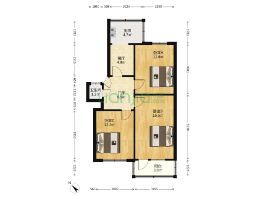 交通厅水泥厂东区 3室1厅1卫 70平方