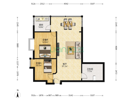 祁连山房产大厦 2室1厅1卫 100平方