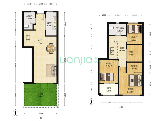 中航樾公馆 4室1厅2卫 96平方