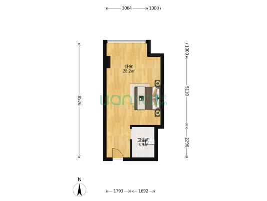 永嘉新城中心广场 1室0厅1卫 50平方