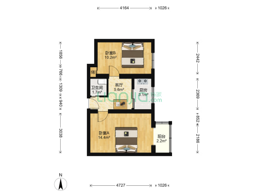 有色院西区 2室1厅1卫 50平方
