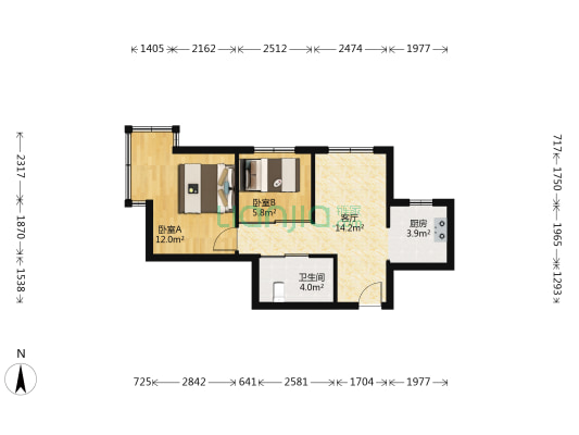 钻石秀苑 2室1厅1卫 54平方
