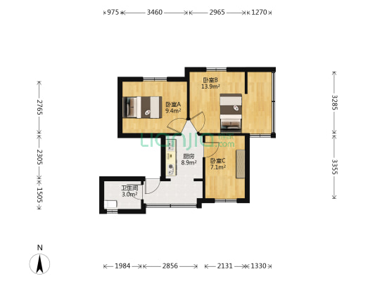 席草田街82号 3室0厅1卫 50平方
