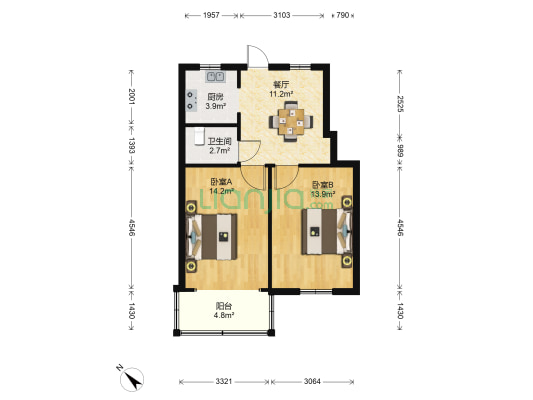 迎徳路 2室1厅1卫 69平方