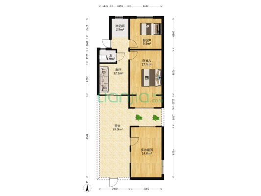 车站西路 3室1厅2卫 51平方