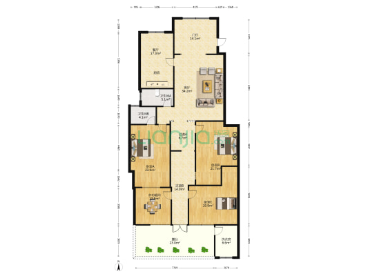 公园道1号 4室2厅2卫 136平方