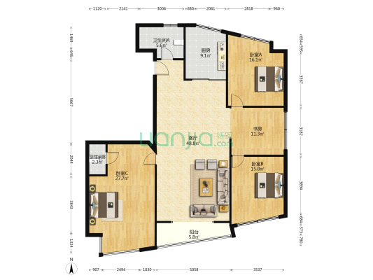 瑞安名邸 4室1厅2卫 188平方