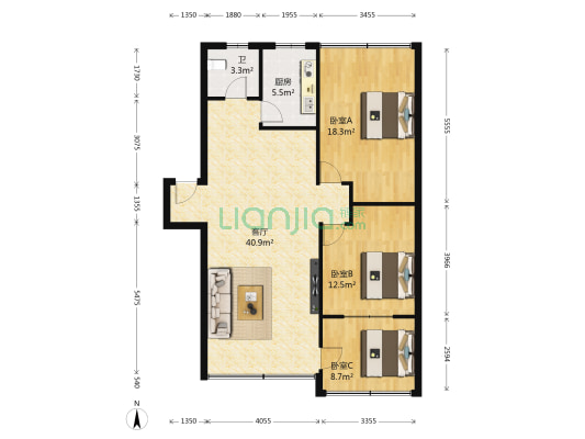 龙水路一段123号 3室1厅1卫 112平方