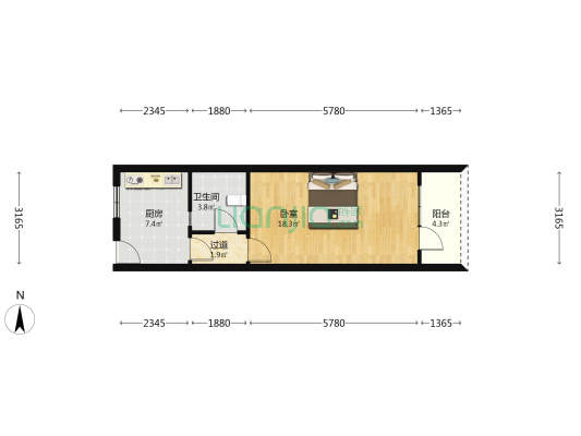 建唐大楼 1室0厅1卫 47平方