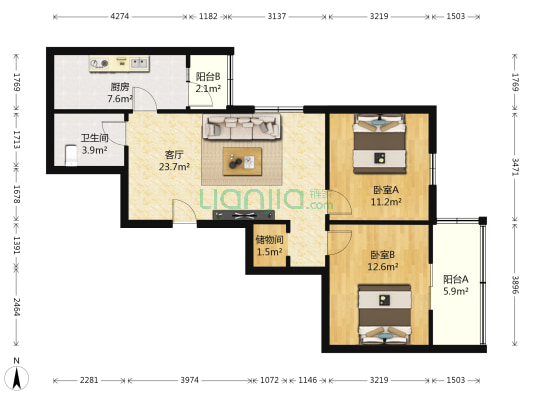 东窑坊 2室1厅1卫 87平方