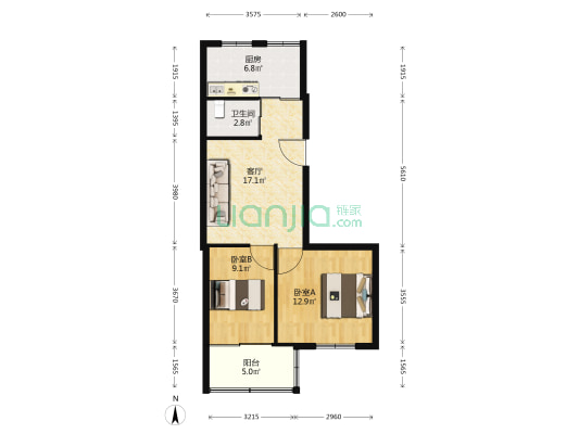 金茂商厦 2室1厅1卫 68平方