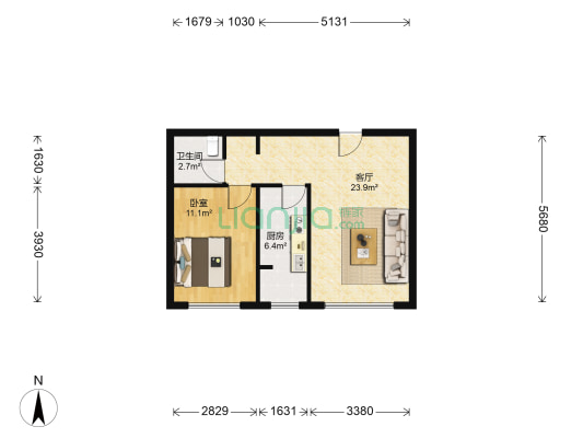 CBD瑞城 1室1厅1卫 67平方
