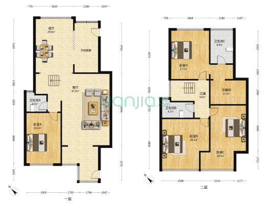 锦镇香墅 4室2厅3卫 147平方