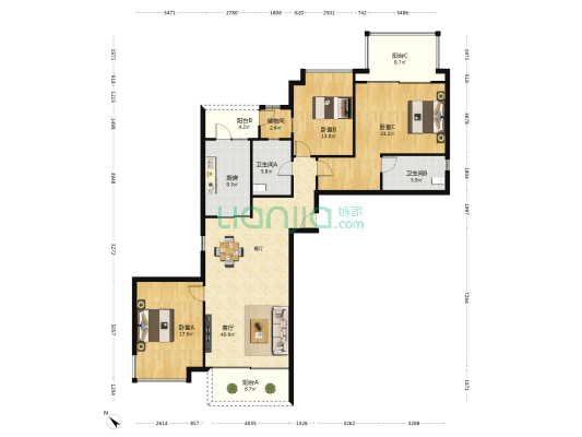 凯旋新世界广粤尊府 3室1厅2卫 171平方