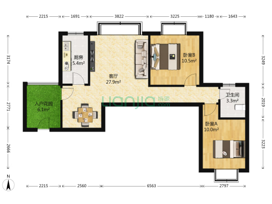 东方惠城B区 2室1厅1卫 81平方