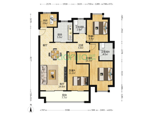 融侨观澜 4室1厅2卫 112平方