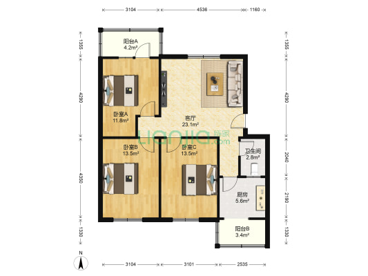康泰小区 3室1厅1卫 96平方