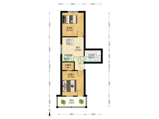 状元新村二组团 2室1厅1卫 55平方