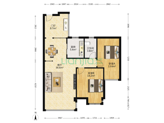 泰基花语廊 2室1厅1卫 90平方