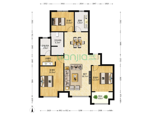西湖印象 3室1厅2卫 137平方