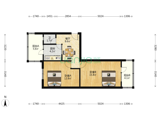 甘肃省警察学院家属院 2室1厅1卫 53平方