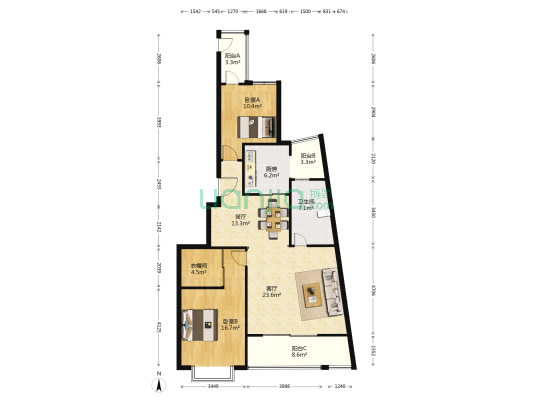 阳光里(黄浦) 2室2厅1卫 127平方