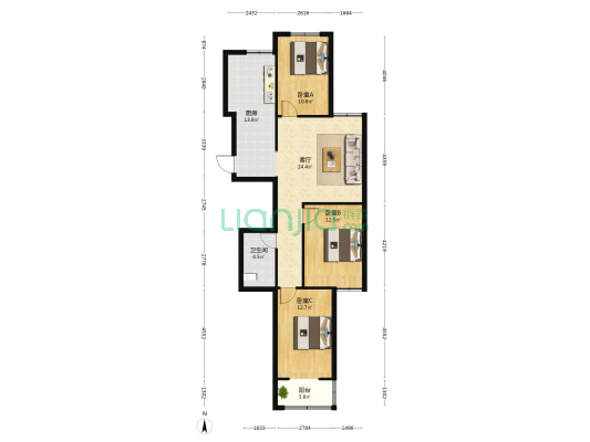 华煌芯城 3室1厅1卫 114平方