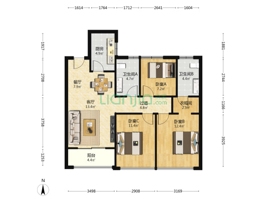 上林艺境 3室2厅2卫 111平方