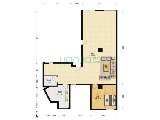 福星大厦 1室1厅1卫 155平方
