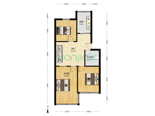纸厂综合楼 3室1厅1卫 81平方