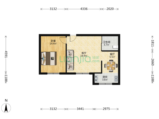 清源小区 1室2厅1卫 62平方