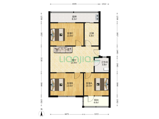 粮食局厢房楼 3室1厅1卫 95平方