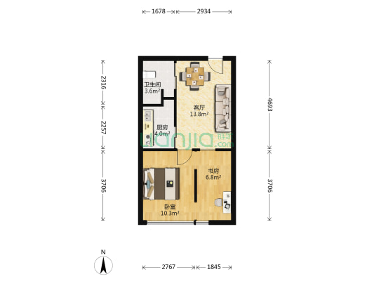 启发广场 2室1厅1卫 62平方