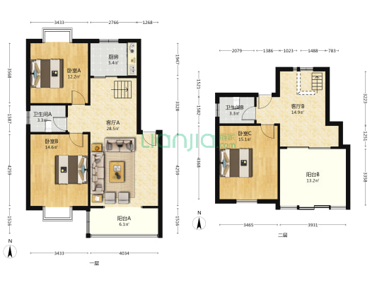 三星家园 3室2厅2卫 118平方
