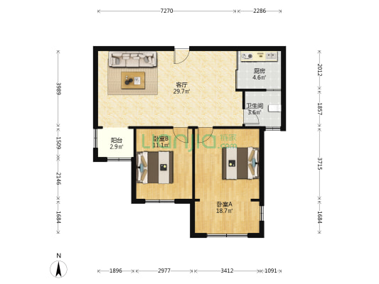 乐江名庭 2室1厅1卫 80平方