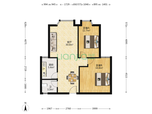 九龙大厦（毛线沟） 2室1厅1卫 89平方